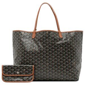Pre-owned Goyard Chevron Print Saint Louis GM Tote Bag Black Brown